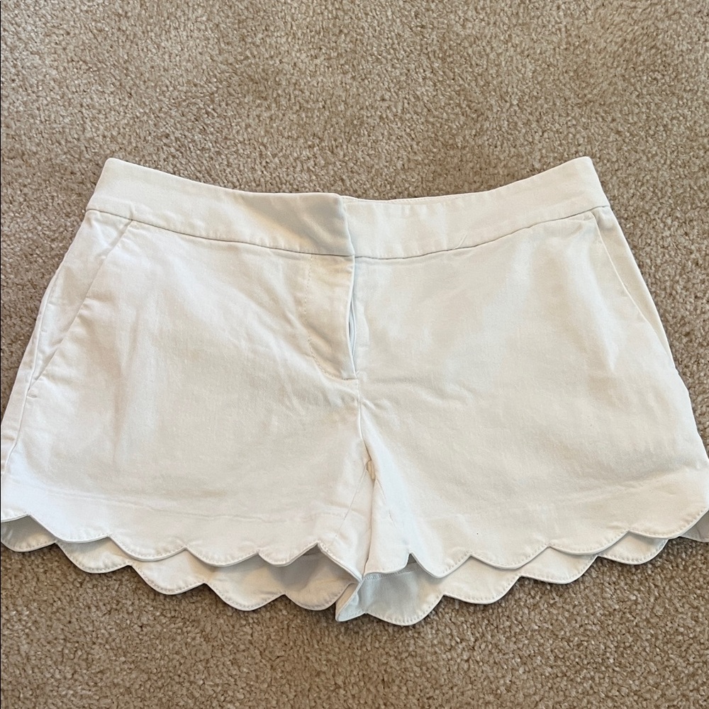 LOFT White Scalloped Shorts